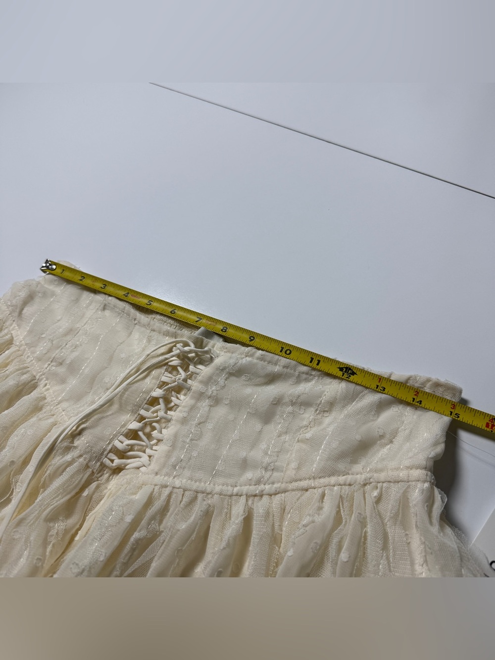 PacSun Festival Lace Up Boho Mini Skirt Womens L Ivory Cottagecore NWT - Picture 5 of 7